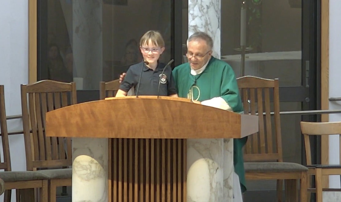 Summer Recycling Challenge Nathan and Fr. Eduino