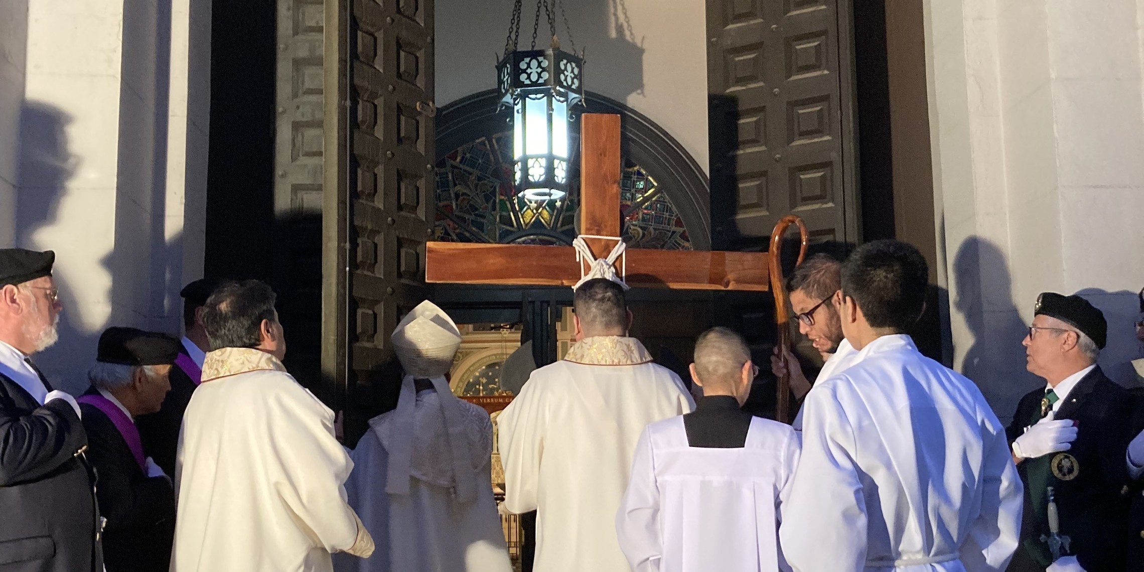 Bishop Soto entering cathedral doors jubilee